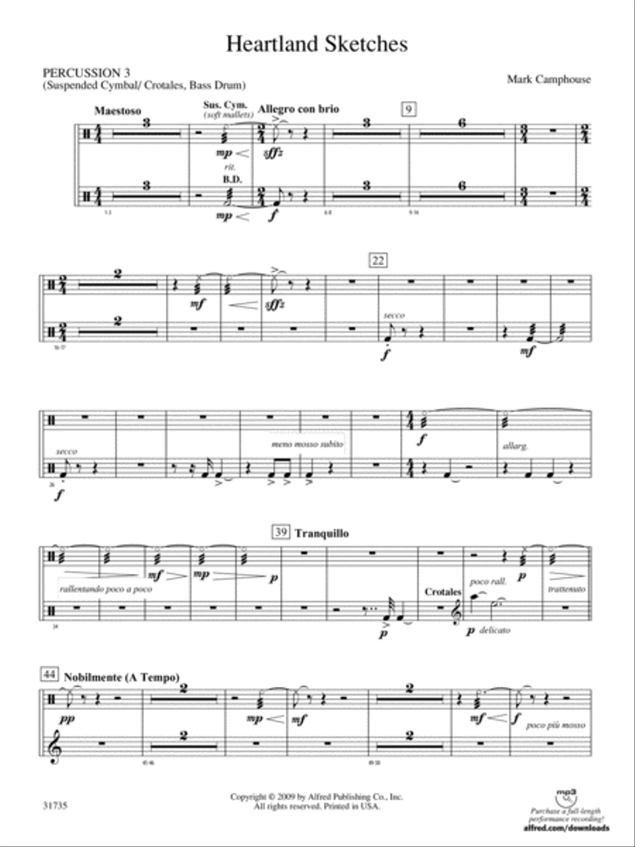 Heartland Sketches: 3rd Percussion Concert Band scores gallery preview page 1