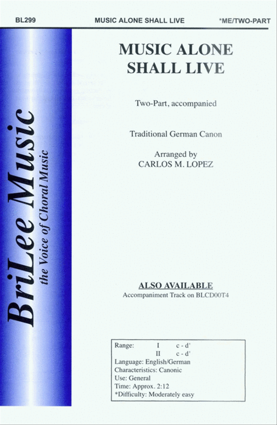 Music Alone Shall Live 2-Part scores gallery preview page 1