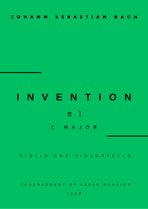 Book cover for Invention No.1 in C Major - Violin and Cello (Full Score and Parts)