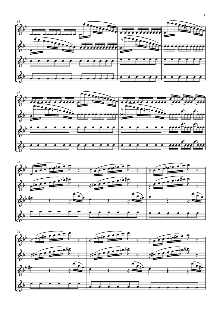 A. Vivaldi: Summer from the Four Seasons for Saxophone Quartet, III. Presto Saxophone Quartet scores gallery preview page 3