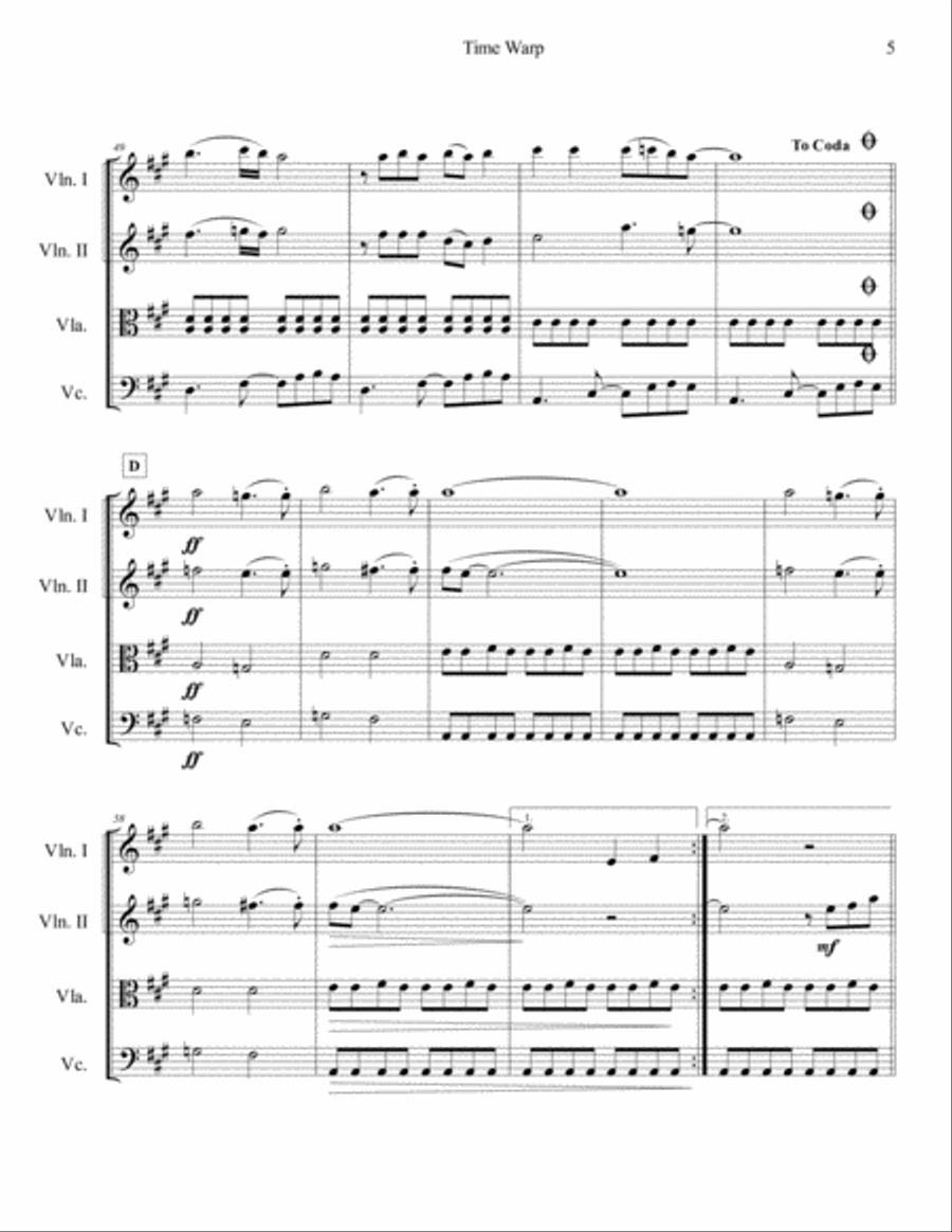 Time Warp String Quartet scores gallery preview page 6