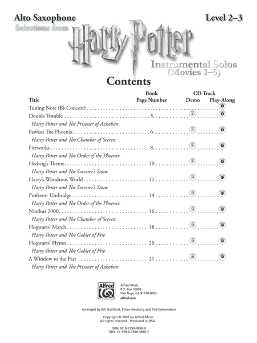 Harry Potter, Instrumental Solos (Movies 1-5) - Alto Saxophone Alto Saxophone scores gallery preview page 2