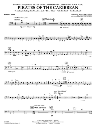 Pirates of the Caribbean (Medley) (arr. Ted Ricketts) - String Bass
