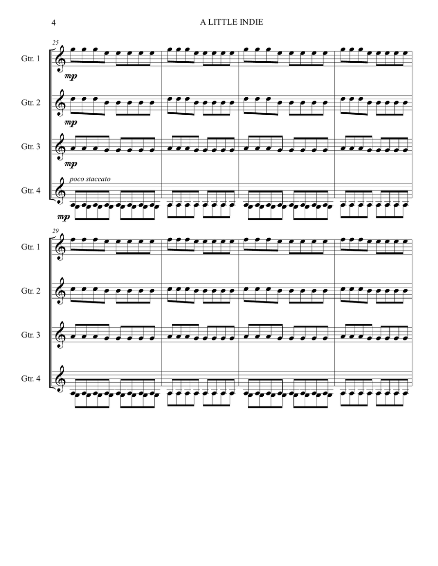 A LITTLE INDIE (ROCK)- Guitar Ensemble Guitar Ensemble scores gallery preview page 6
