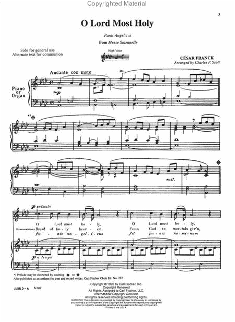 O Lord Most Holy (Panis Angelicus) Tenor Voice scores gallery preview page 2