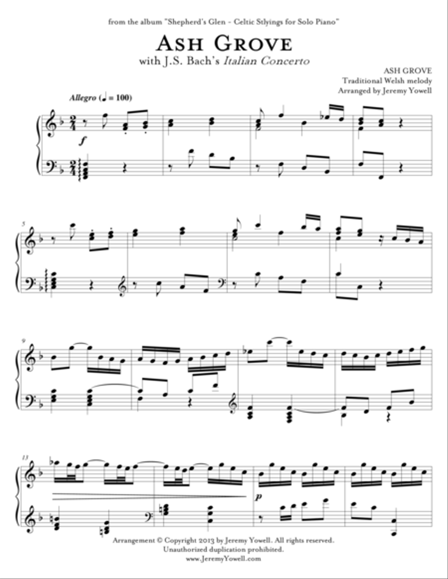 Ash Grove Piano Solo scores gallery preview page 1