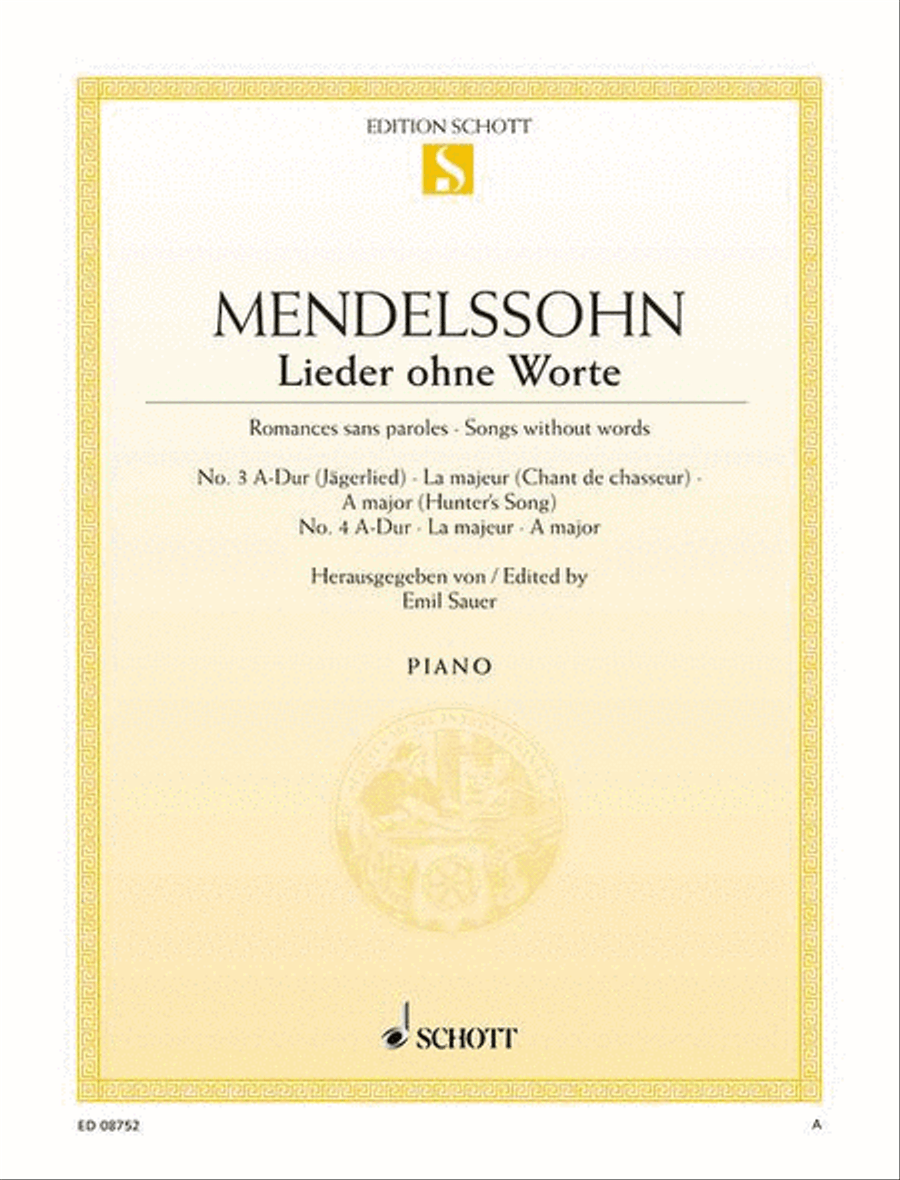 Songs without Words, Op. 19/3 and 4 Piano Solo scores gallery preview page 1