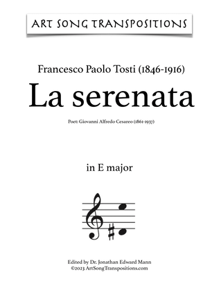 Book cover for TOSTI: La serenata (transposed to E major)