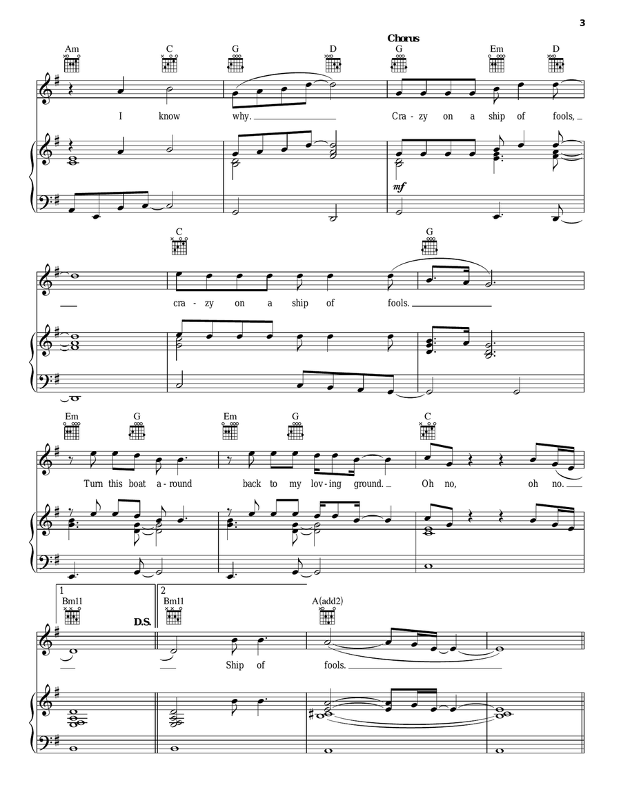 Ship Of Fools Ship Of Fools Piano, Vocal, Guitar scores gallery preview page 3