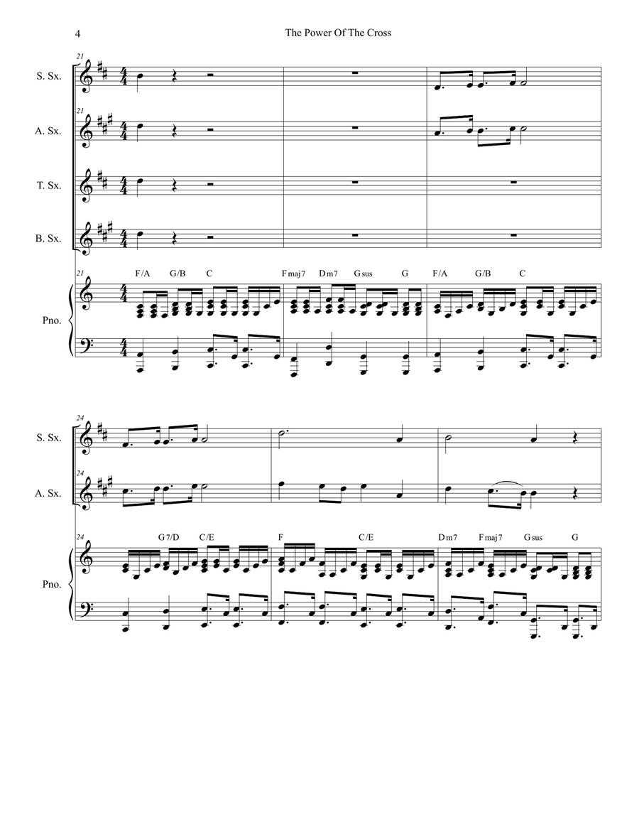 The Power Of The Cross (Oh To See The Dawn) Saxophone Quartet scores gallery preview page 4