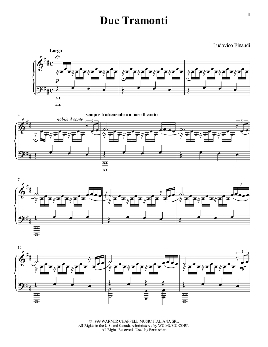 Due Tramonti Piano Solo scores gallery preview page 1