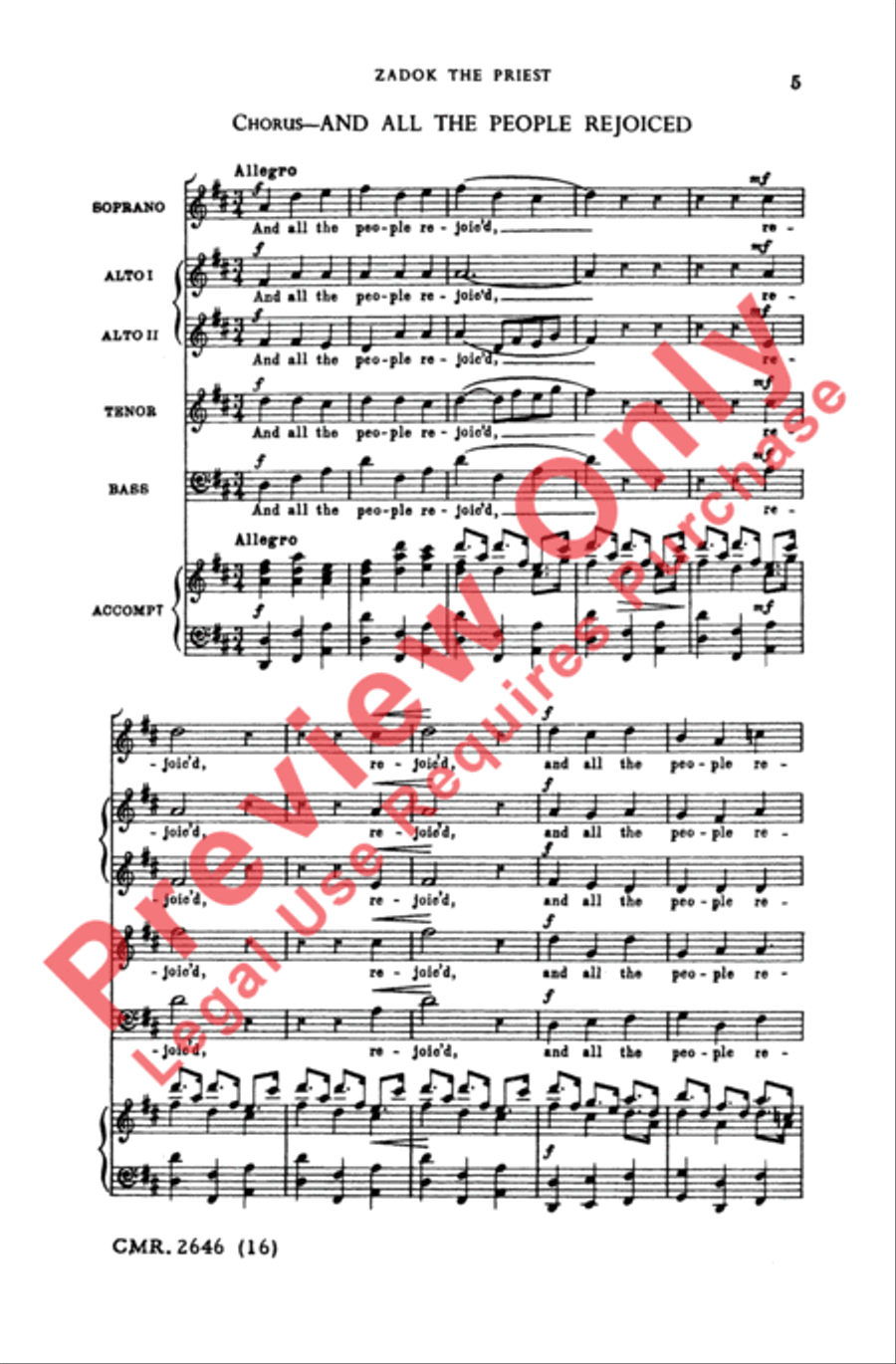 Zadok the Priest 4-Part scores gallery preview page 5