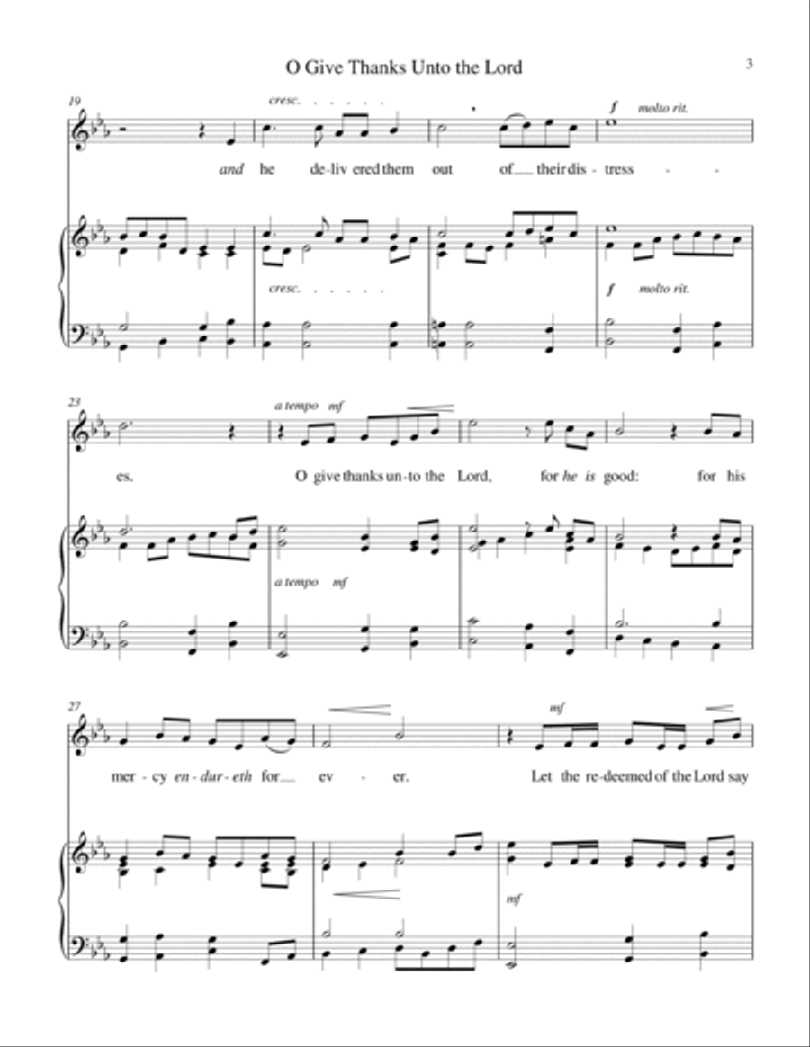 O Give Thanks Unto the Lord (medium high voice) High Voice scores gallery preview page 4