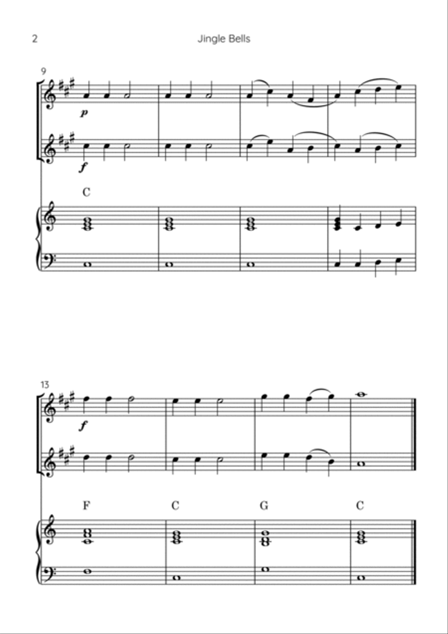 Jingle Bells Woodwind Duet scores gallery preview page 2