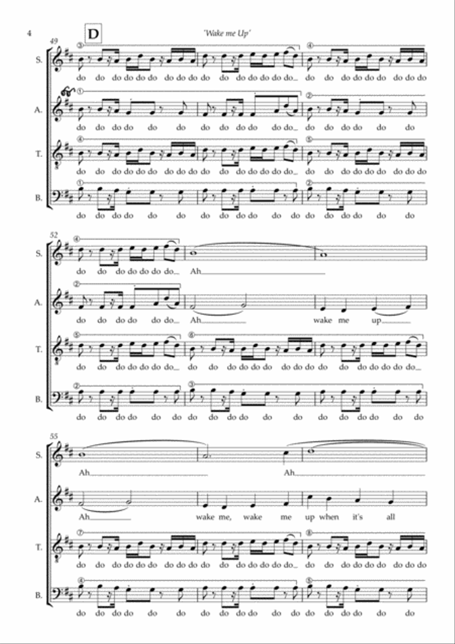 Wake Me Up 4-Part scores gallery preview page 4
