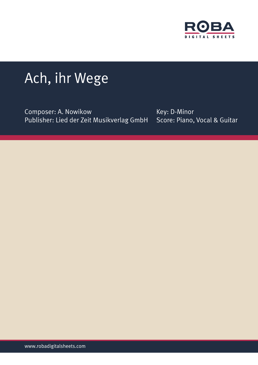 Ach, ihr Wege