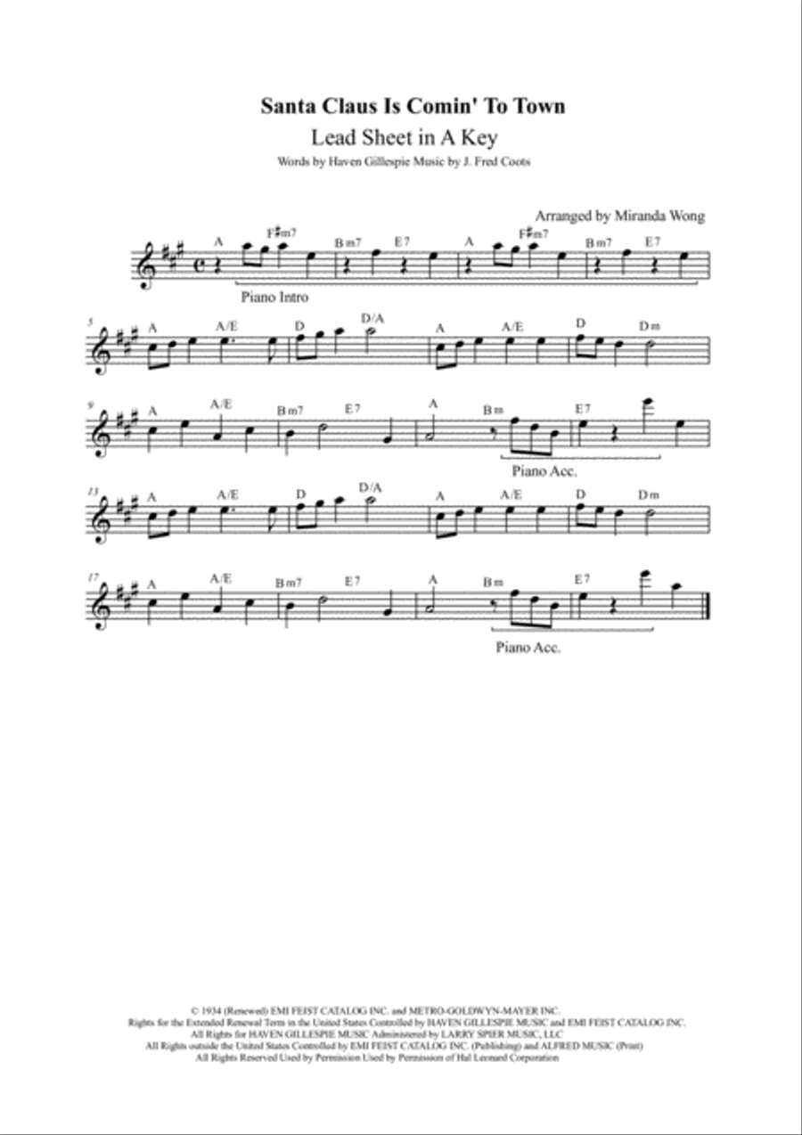 Santa Claus Is Comin' To Town Woodwind Ensemble scores gallery preview page 1