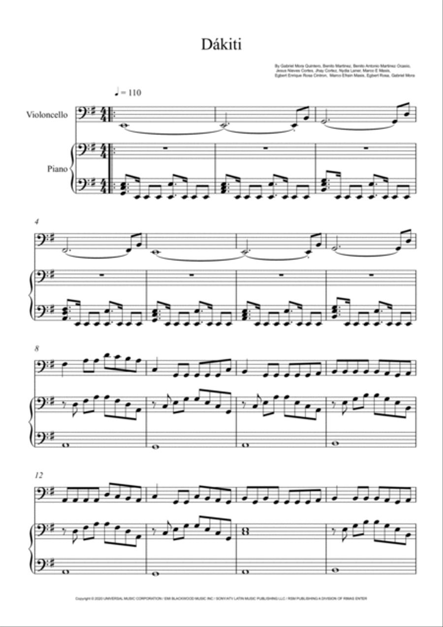 Bad Bunny Piano scores gallery preview page 1