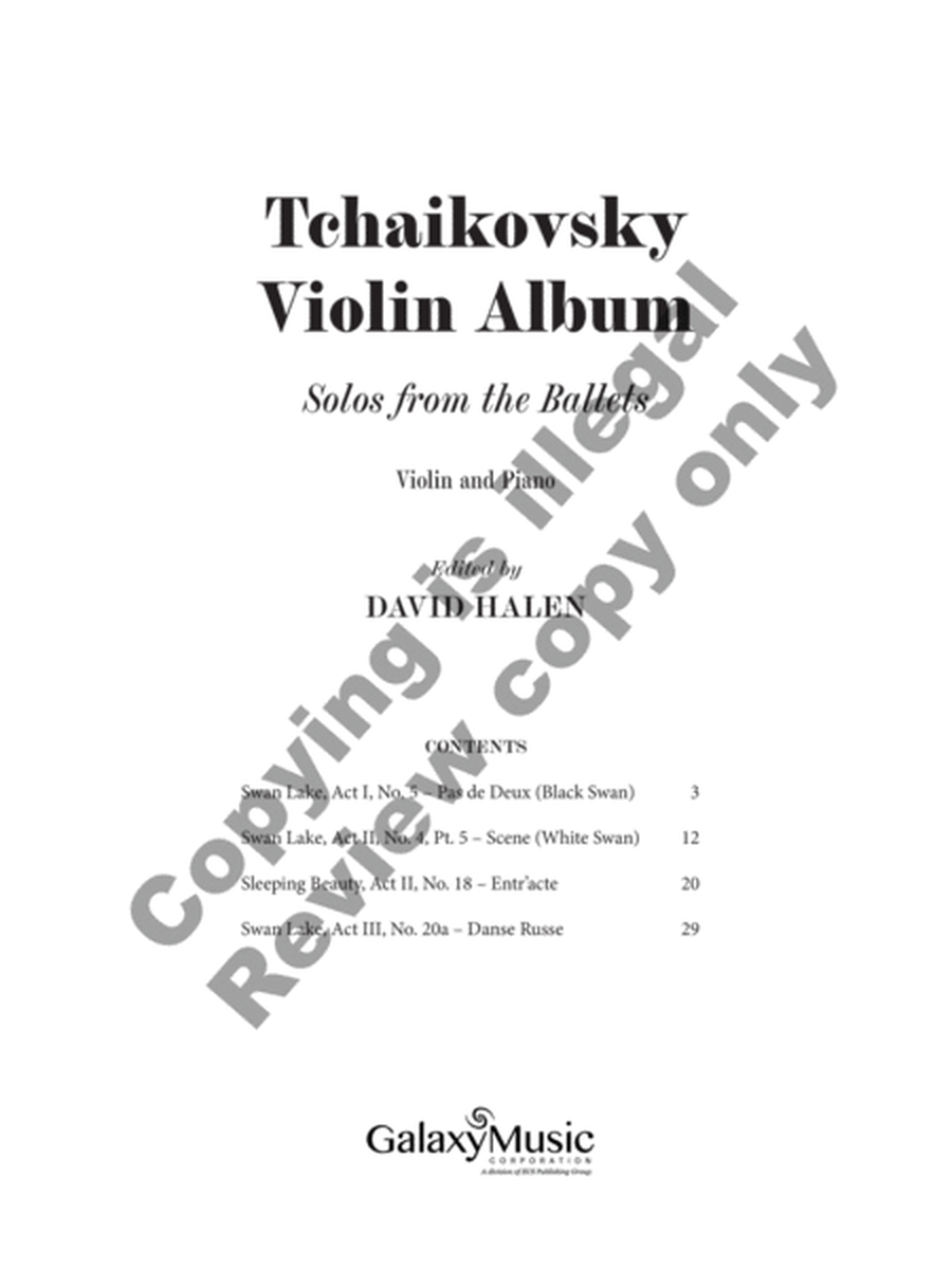 Tchaikovsky Violin Album: Solos from the Ballets