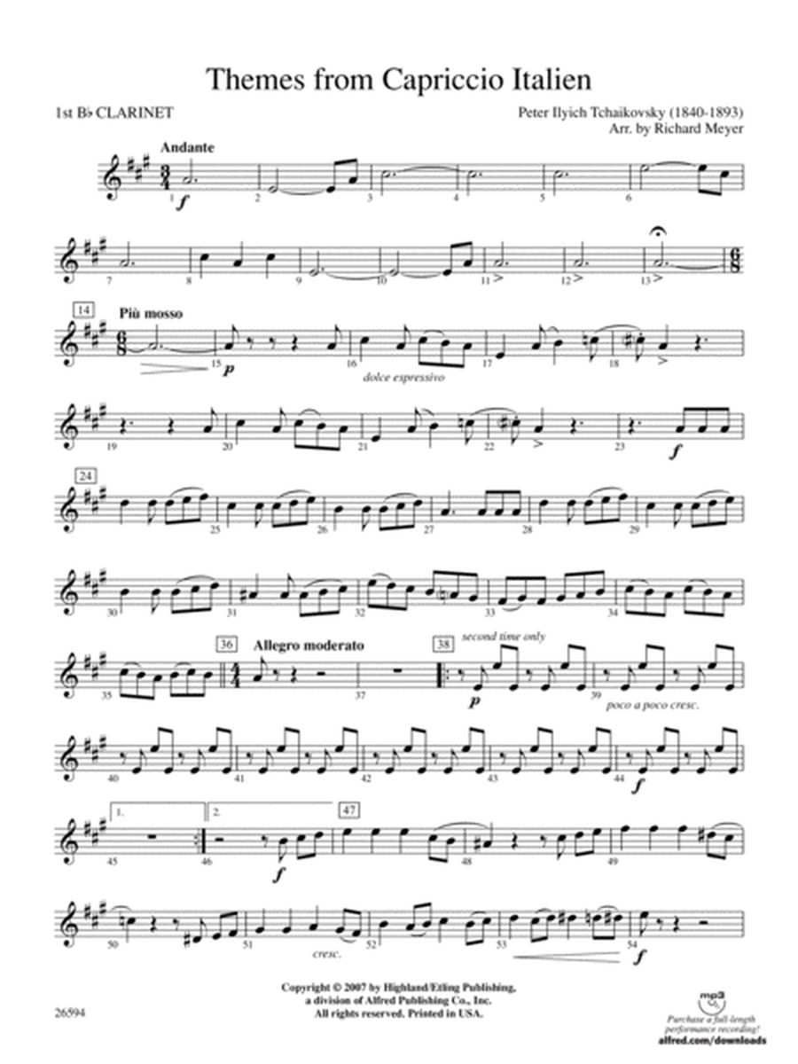 Themes from Capriccio Italien: 1st B-flat Clarinet