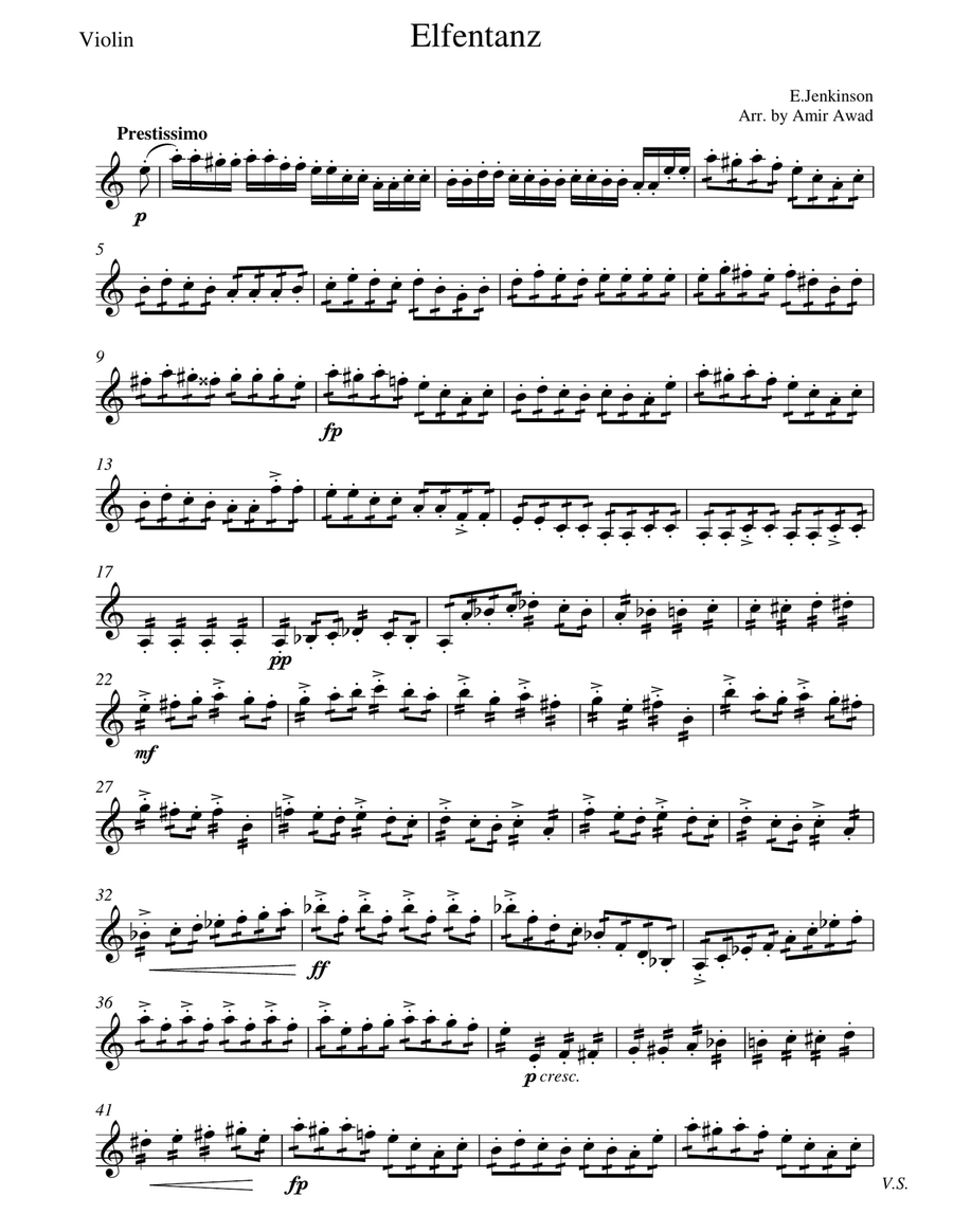 Jenkinson Elfentanz (Elves Dance ) for Solo Violin and String Orchestra/Quartet String Orchestra scores gallery preview page 6