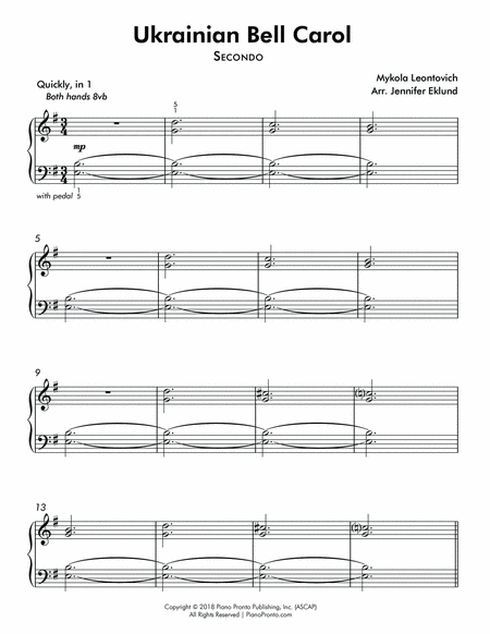 Ukrainian Bell Carol (Easy Piano Duet) image number null