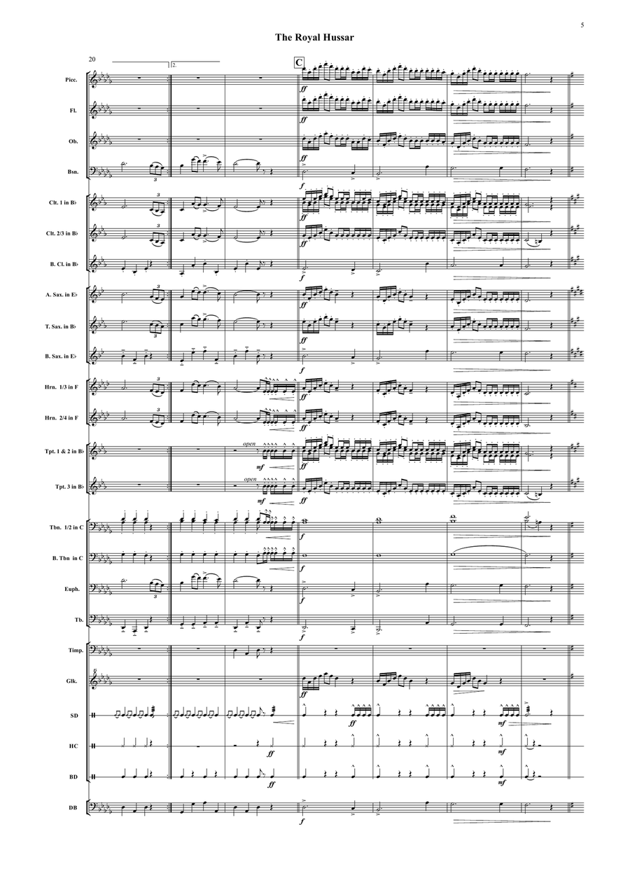 The Royal Hussar (Ceremonial Slow March) for Concert/Wind Band ''Keith Terrett Classic March Collect Concert Band scores gallery preview page 5