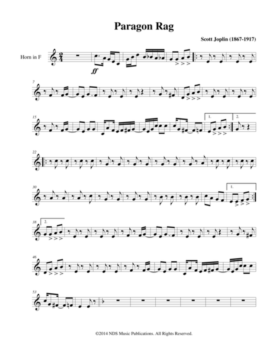 Paragon Rag: Classic Ragtime for Brass (Horn in F)