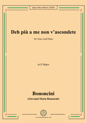 Book cover for Bononcini,G.M.-Deh più a me non v'ascondete,in E Major,for Voice and Piano