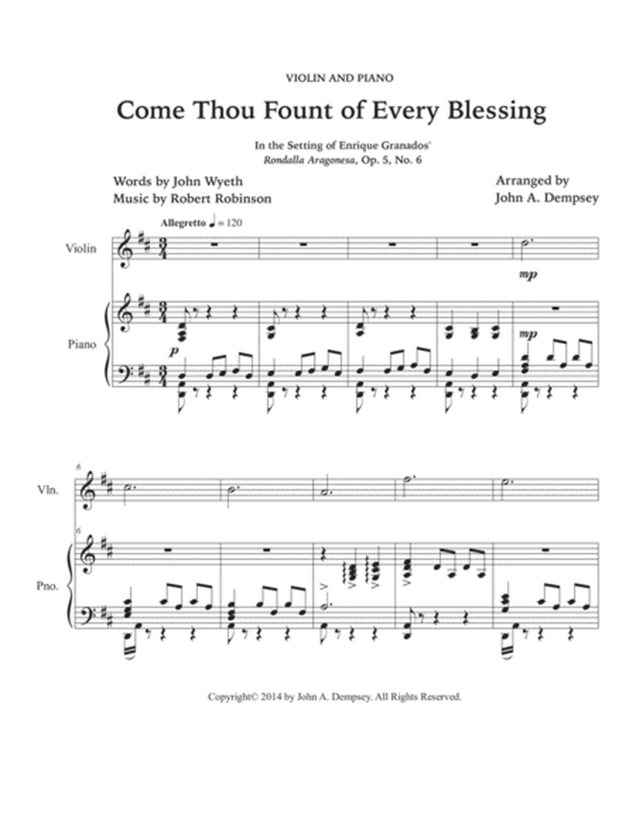 Come Thou Fount of Every Blessing (Violin and Piano) image number null