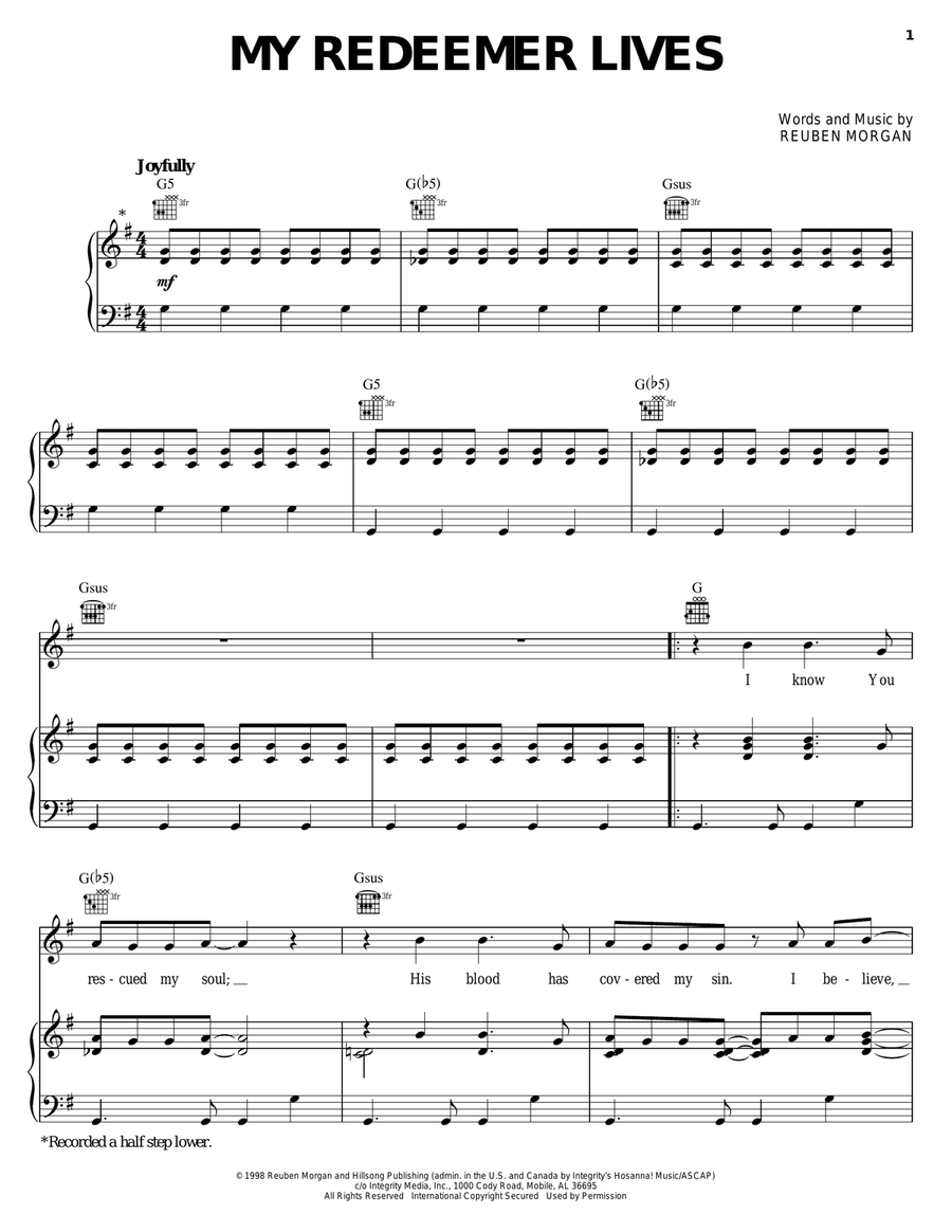 My Redeemer Lives Piano, Vocal, Guitar scores gallery preview page 1