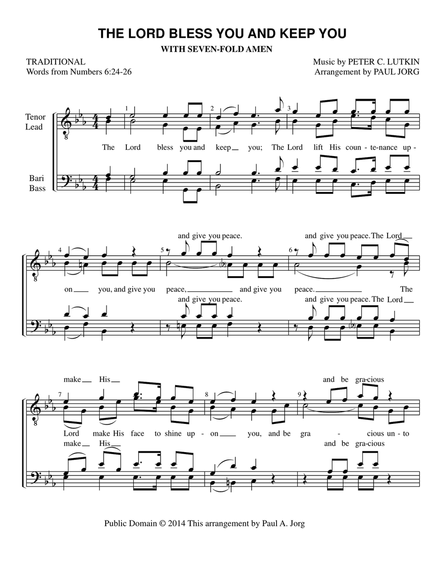 The Lord Bless You and Keep You - with Sevenfold Amen