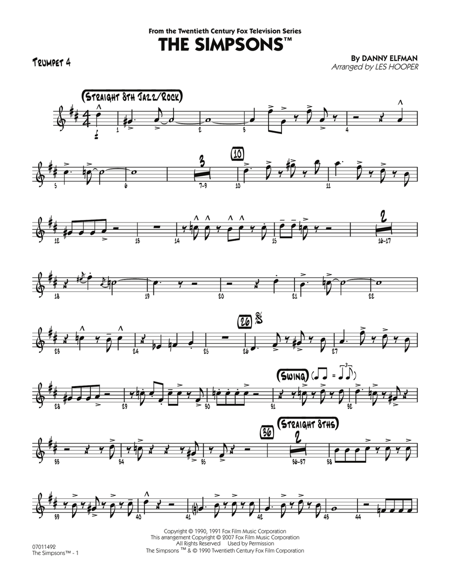 The Simpsons - Trumpet 4 Jazz Ensemble scores gallery preview page 1