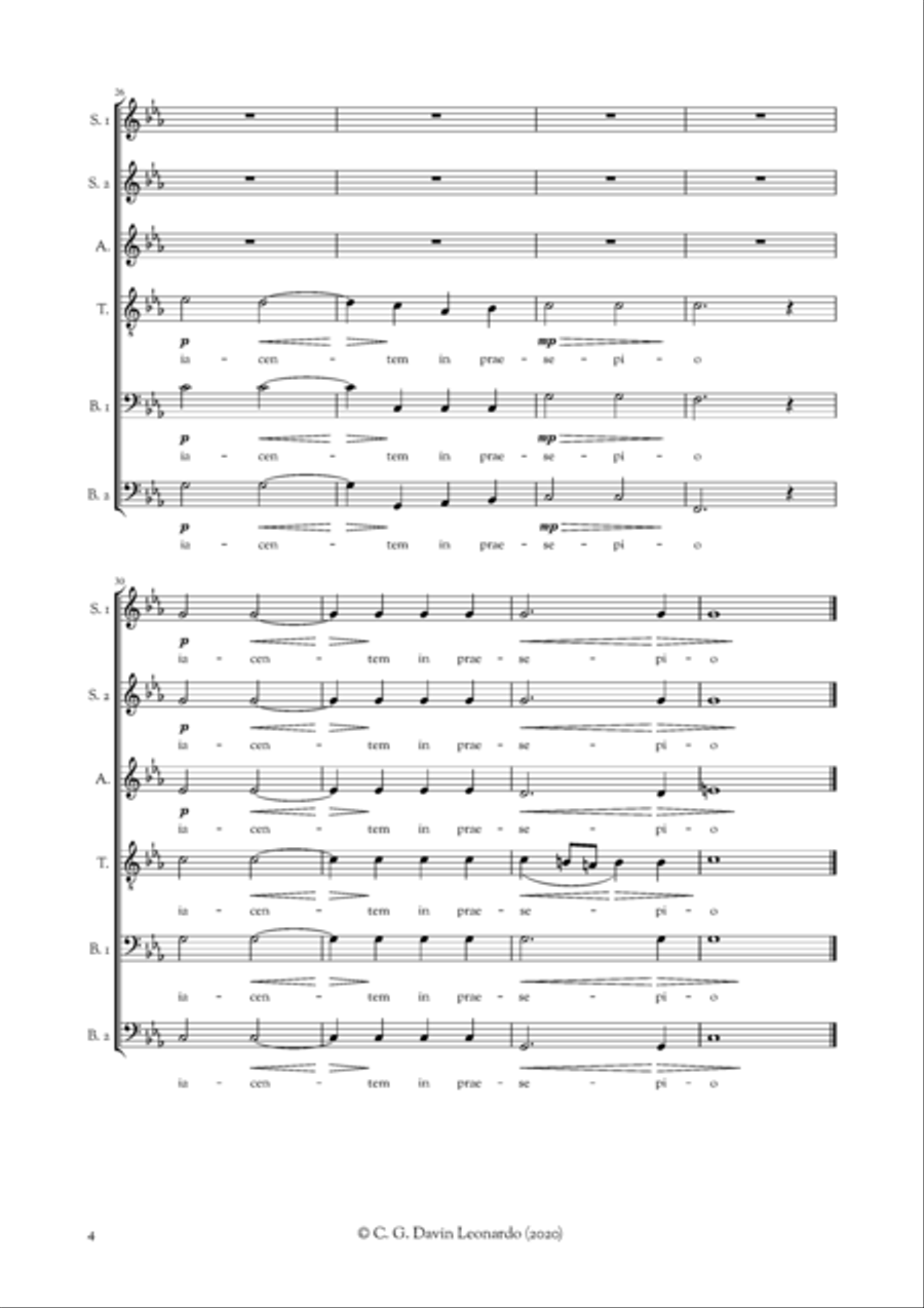 O magnum mysterium - acapella 3 movements choral music Divisi scores gallery preview page 6