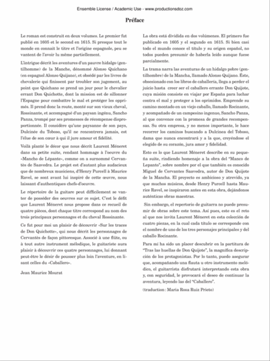 Sur les traces de Don Quichotte Classical Guitar scores gallery preview page 3