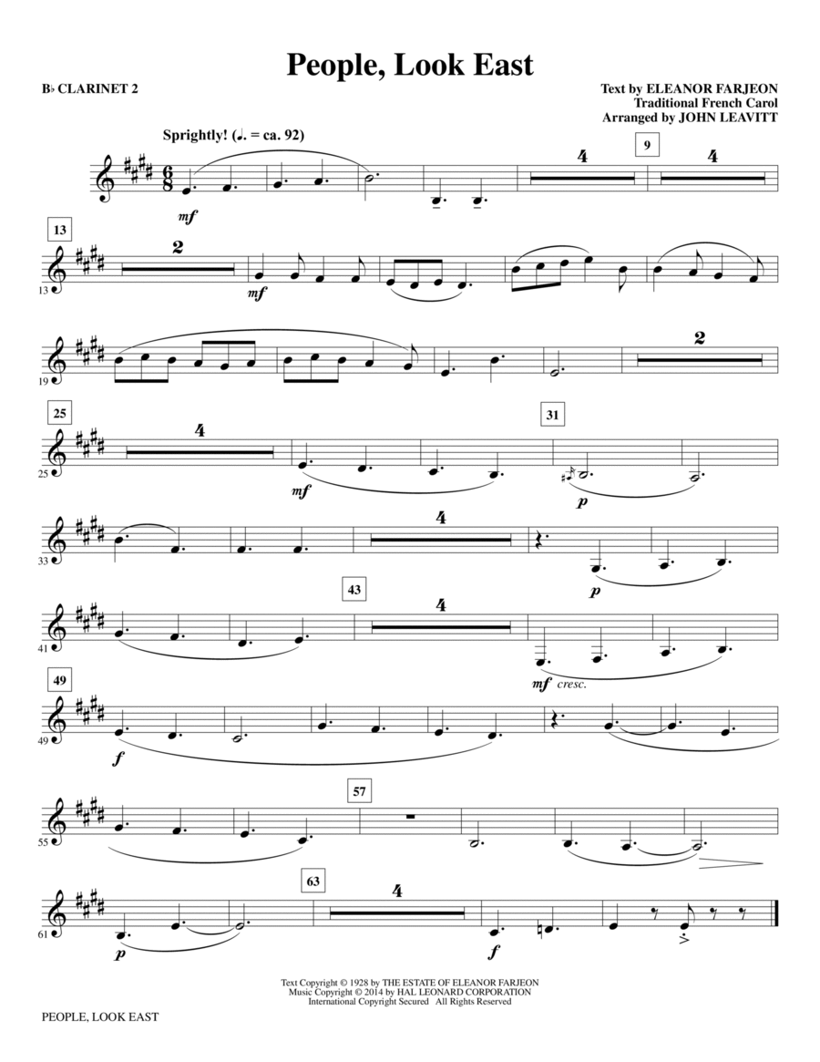 People, Look East - Bb Clarinet 2 Choir scores gallery preview page 1