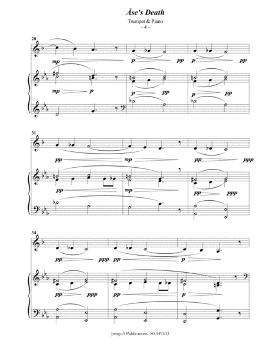 Grieg: Ase's Death from Peer Gynt Suite for Trumpet & Piano B-Flat Trumpet scores gallery preview page 5