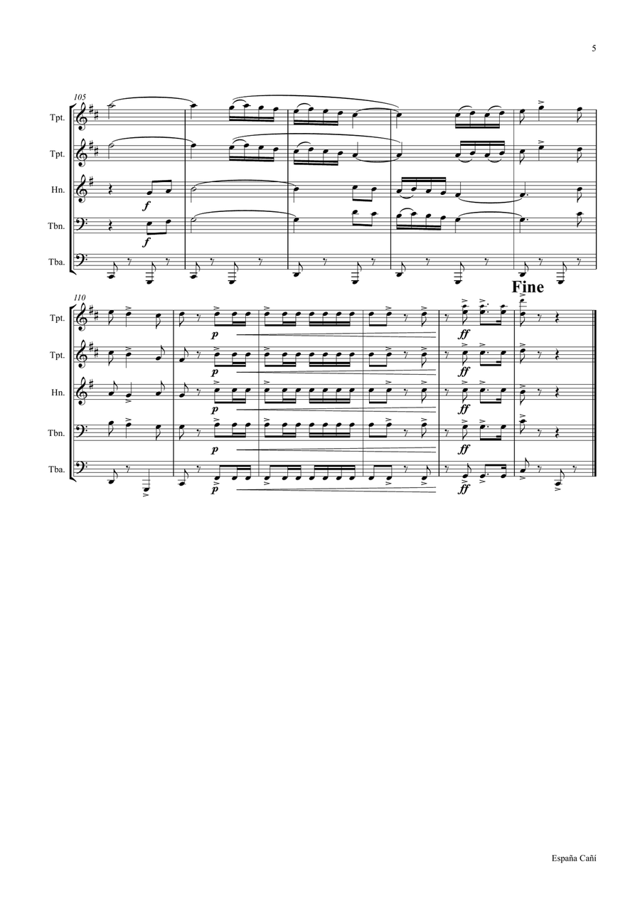 España Cañí - Paso Doble - Gypsy Dance - Brass Quintet Brass Quintet scores gallery preview page 5