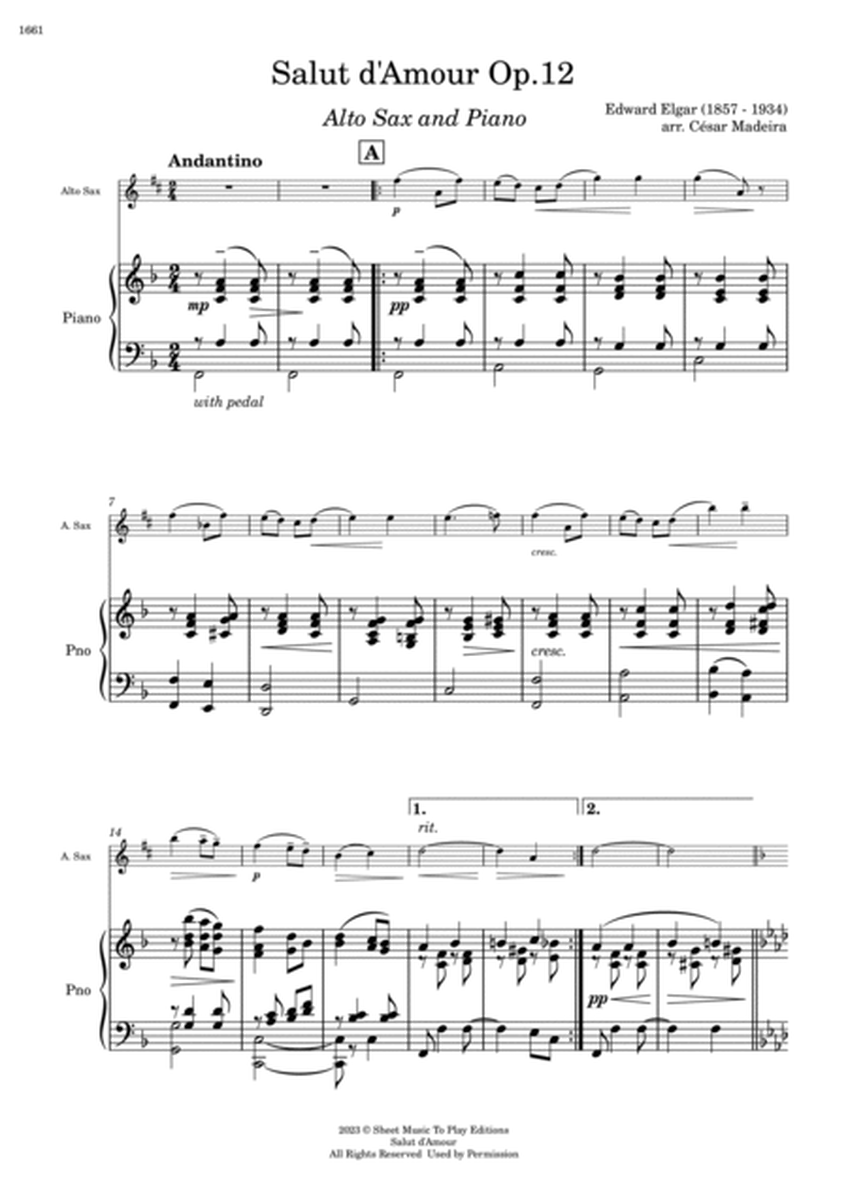 Salut d'Amour by Elgar - Alto Sax and Piano (Full Score and Parts) image number null