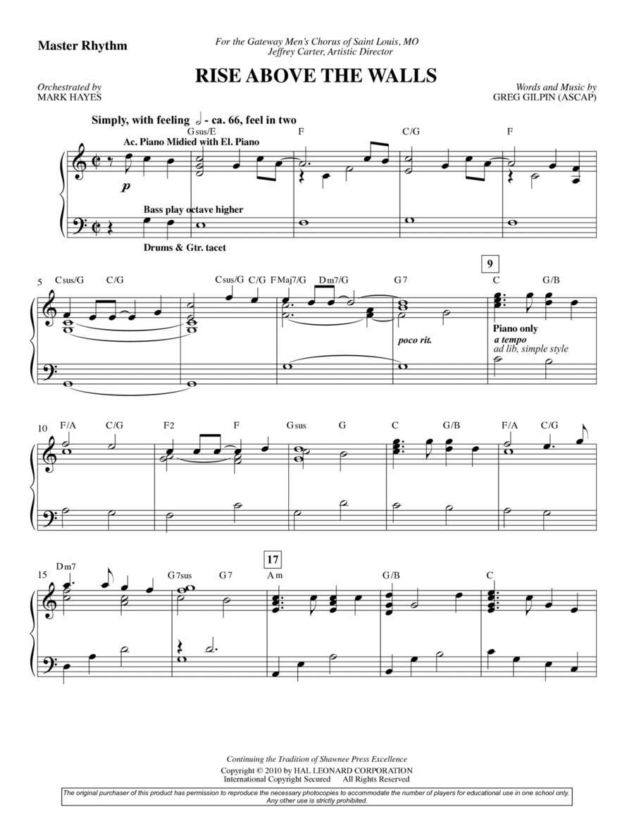 Rise Above The Walls - Master Rhythm Choir scores gallery preview page 1