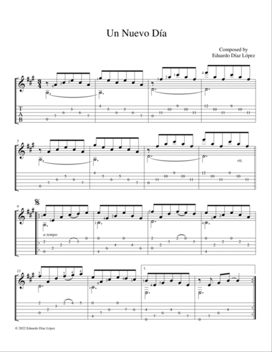 Un Nuevo Día Guitar Tablature scores gallery preview page 2