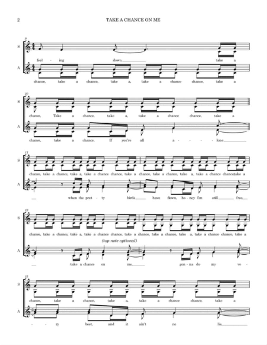 Take A Chance On Me SSAA scores gallery preview page 3