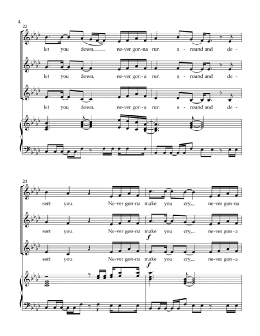 Never Gonna Give You Up SSA scores gallery preview page 4