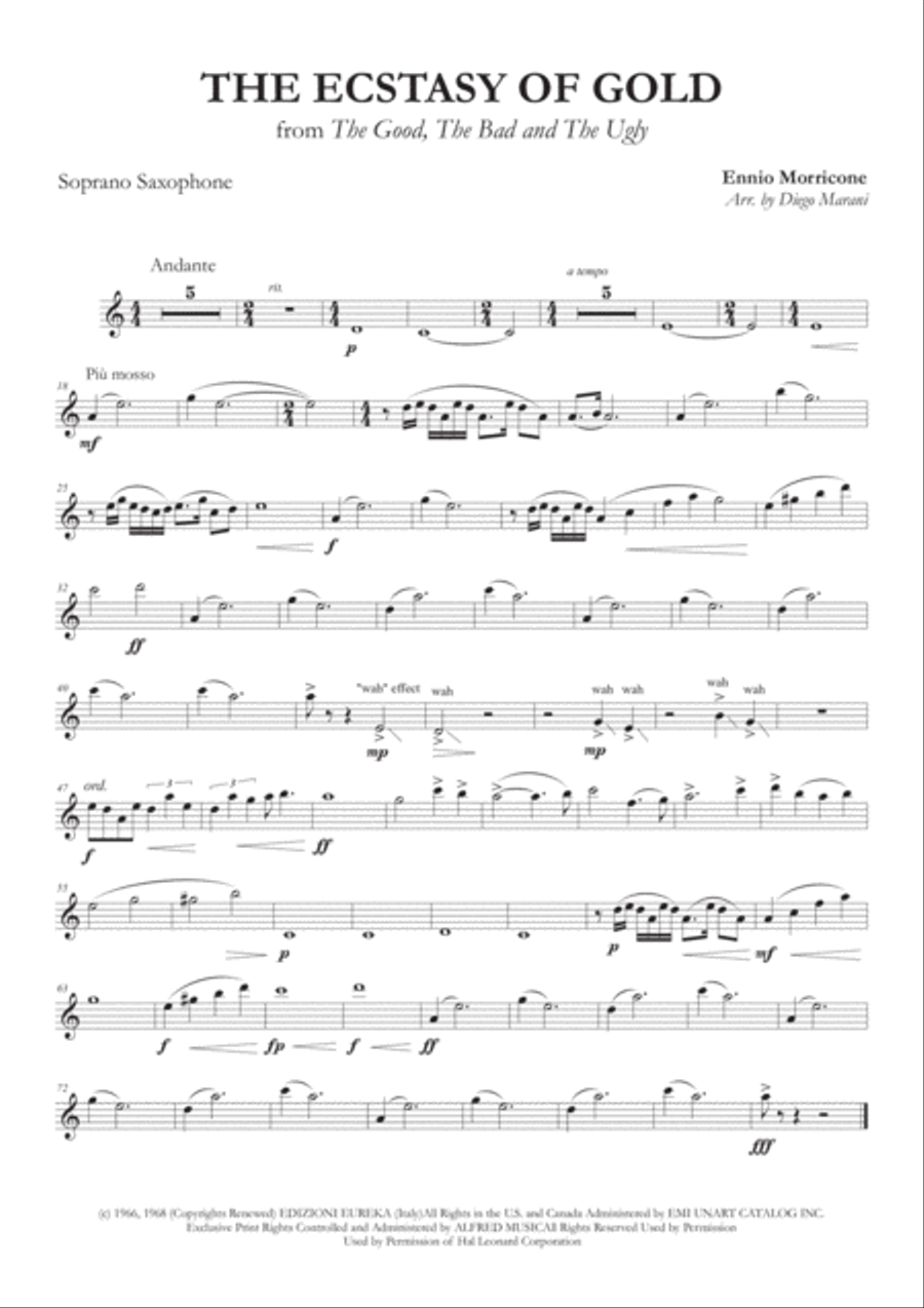 The Ecstasy Of Gold from THE GOOD, THE BAD AND THE UGLY Woodwind Quartet scores gallery preview page 1