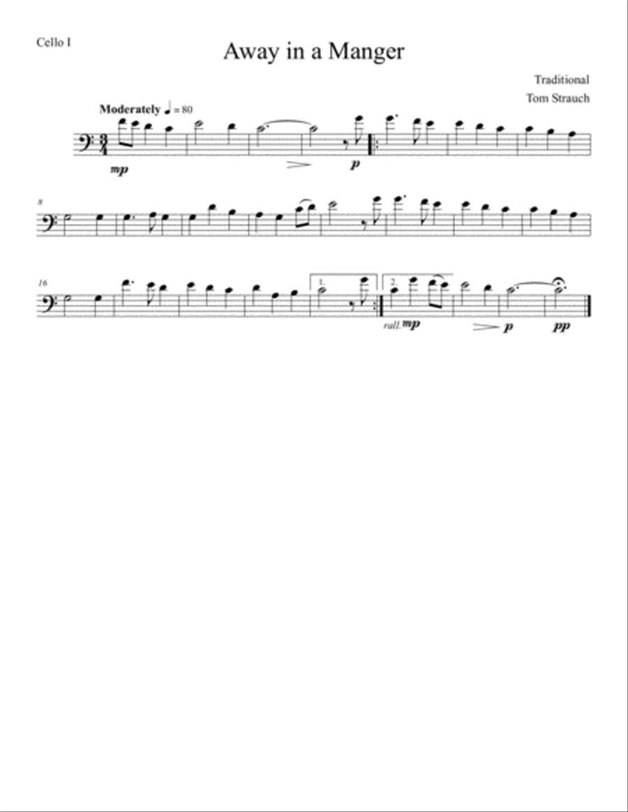 Away in a Manger for Cello Trio String Trio scores gallery preview page 3