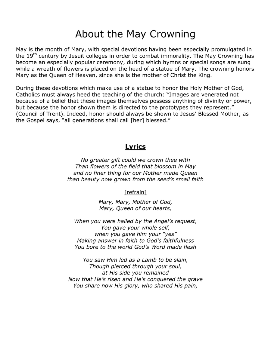 Mary's May Crowning Piano, Vocal scores gallery preview page 2