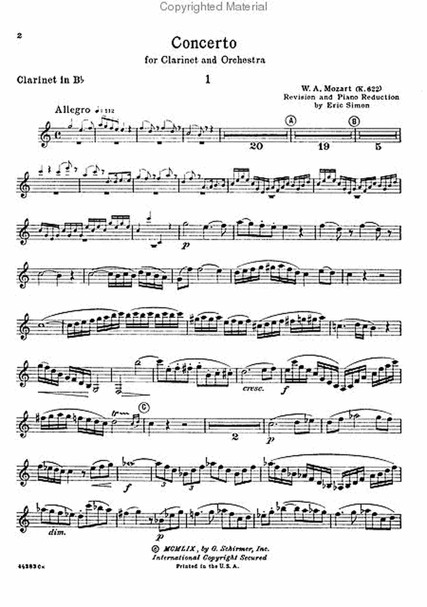 Clarinet Concerto in Bb Major, K. 622