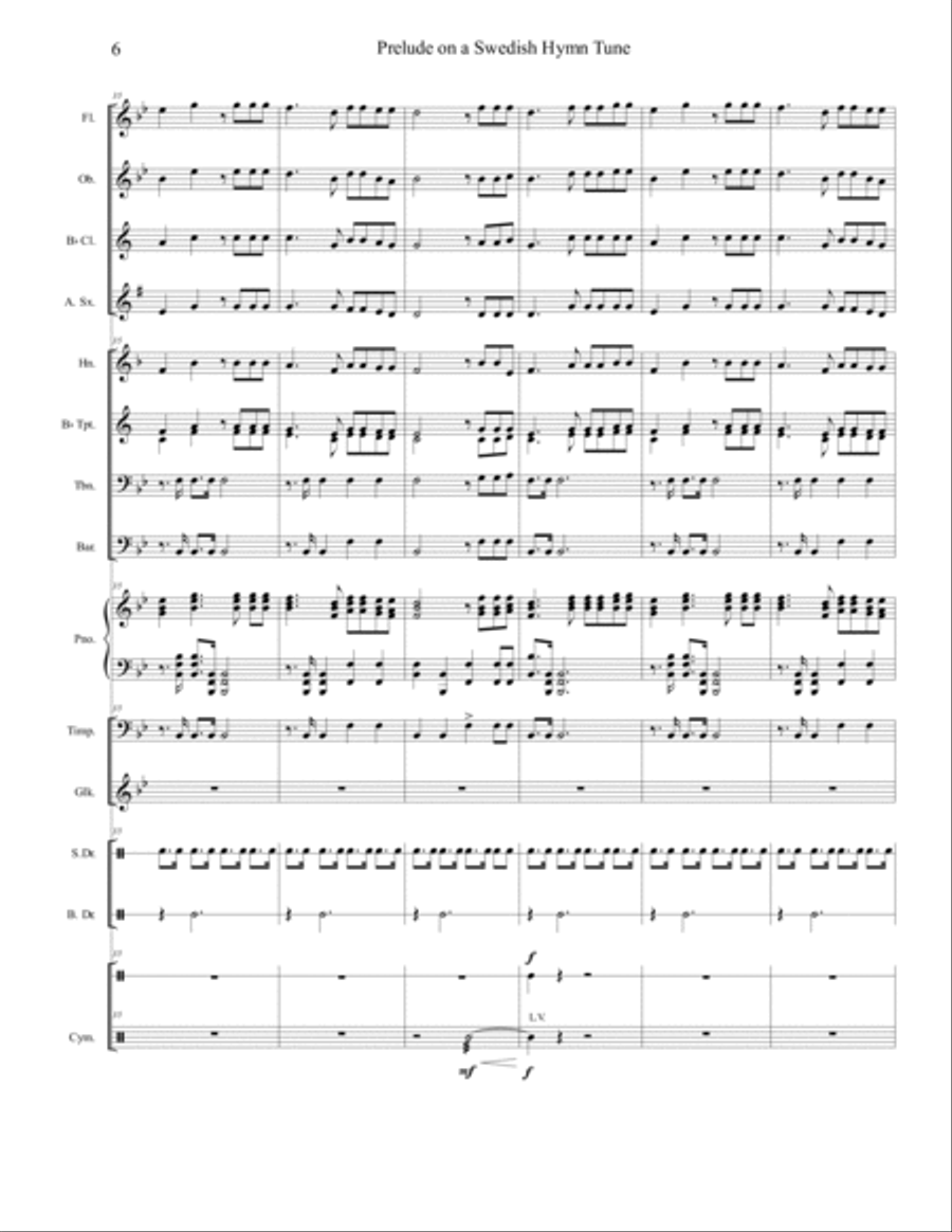 Prelude on a Swedish Hymn Tune (concert band grade 2.5), arr. Brenda Portman Concert Band scores gallery preview page 6