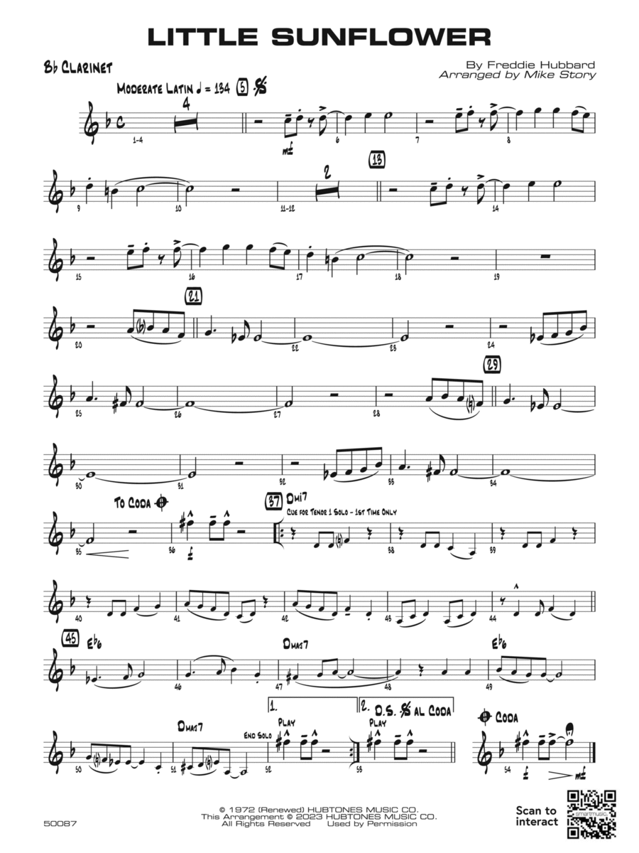 Little Sunflower: 1st B-flat Clarinet Jazz Ensemble scores gallery preview page 1
