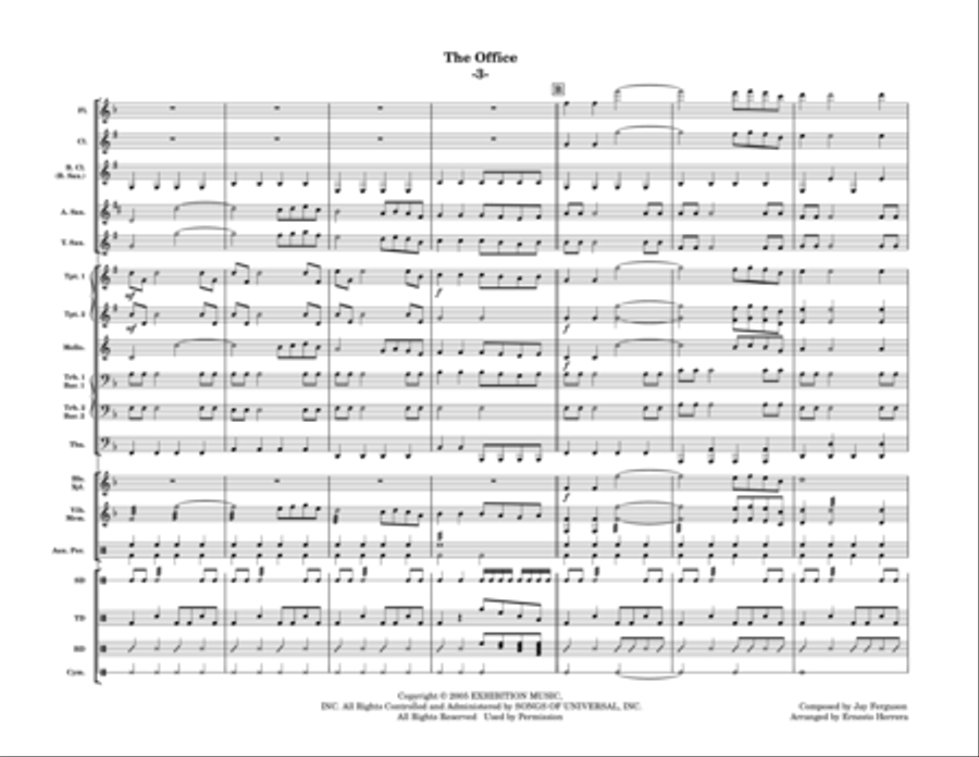 The Office - Theme - Score Only Marching Band scores gallery preview page 3